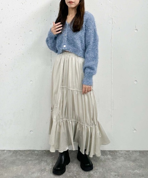 archives（アルシーヴ）の「ラメフェザーショートニットカーディガン（ニット/セーター・レディース・アイボリー/オレンジ/グレー/ブルー・MEDIUM）」の19枚目の写真