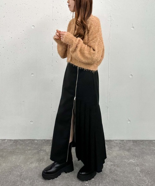 archives（アルシーヴ）の「ラメフェザーショートニットカーディガン（ニット/セーター・レディース・アイボリー/オレンジ/グレー/ブルー・MEDIUM）」の7枚目の写真