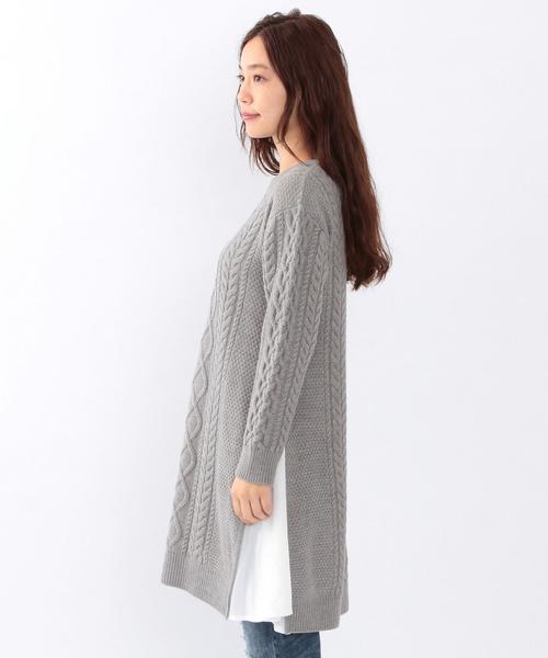 Another Edition（アナザーエディション）の「ワキフハクケーブルワンピース/ AEBC W/AC ワキフハク CBL OP（ワンピース・レディース・ライトグレー/ネイビー・フリー）」の4枚目の写真