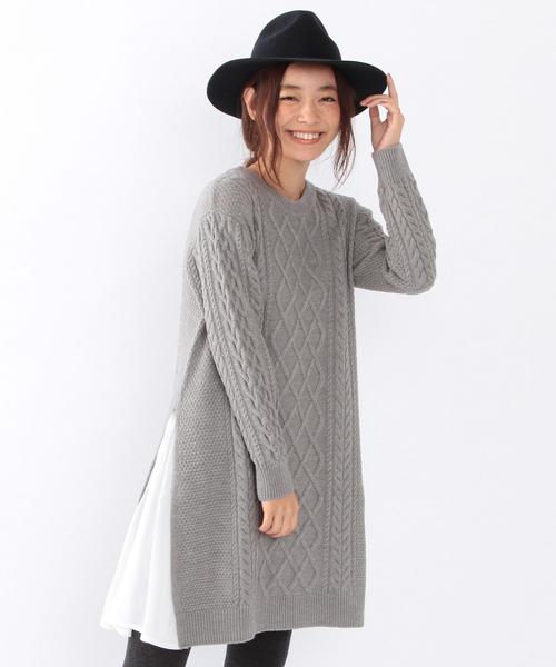 Another Edition（アナザーエディション）の「ワキフハクケーブルワンピース/ AEBC W/AC ワキフハク CBL OP（ワンピース・レディース・ライトグレー/ネイビー・フリー）」の13枚目の写真