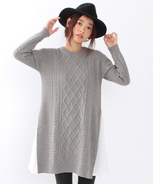 Another Edition（アナザーエディション）の「ワキフハクケーブルワンピース/ AEBC W/AC ワキフハク CBL OP（ワンピース・レディース・ライトグレー/ネイビー・フリー）」の14枚目の写真