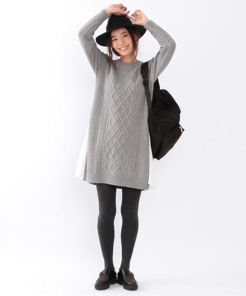Another Edition（アナザーエディション）の「ワキフハクケーブルワンピース/ AEBC W/AC ワキフハク CBL OP（ワンピース・レディース・ライトグレー/ネイビー・フリー）」の16枚目の写真