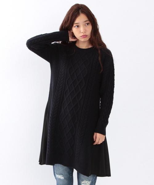 Another Edition（アナザーエディション）の「ワキフハクケーブルワンピース/ AEBC W/AC ワキフハク CBL OP（ワンピース・レディース・ライトグレー/ネイビー・フリー）」の7枚目の写真