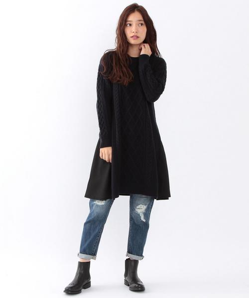 Another Edition（アナザーエディション）の「ワキフハクケーブルワンピース/ AEBC W/AC ワキフハク CBL OP（ワンピース・レディース・ライトグレー/ネイビー・フリー）」の9枚目の写真