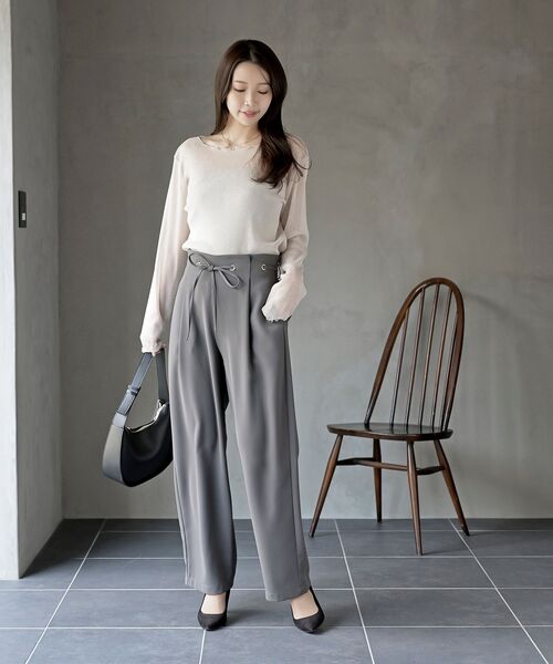 rps（アールピーエス）の「ラメシアークルーネックカットソー（Tシャツ/カットソー・レディース・ブラック/オフホワイト/チャコールグレー/ライトグレー/グレー/アイボリー・フリー）」の7枚目の写真