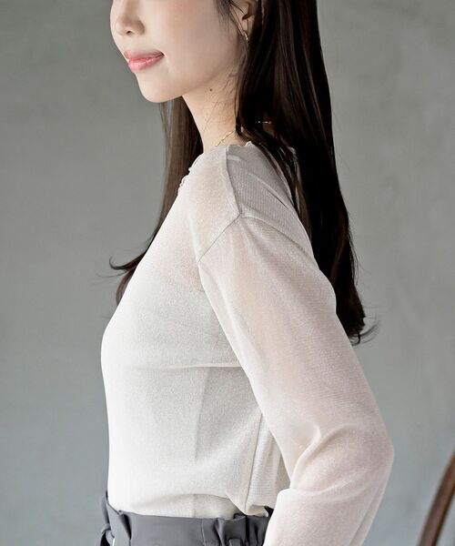 rps（アールピーエス）の「ラメシアークルーネックカットソー（Tシャツ/カットソー・レディース・ブラック/オフホワイト/チャコールグレー/ライトグレー/グレー/アイボリー・フリー）」の12枚目の写真