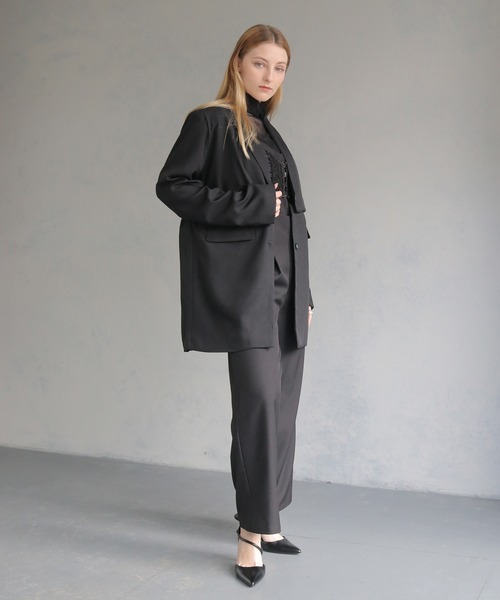 &g'aime(アンジェム)の「【&g'aime】2WAYオーバーテーラードジャケット 2WAY OVER TAILORED JACKET(テーラードジャケット・レディース・ブラック/チャコールグレー・FREE)」の22枚目の写真