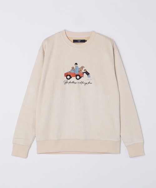 SHIPS Colors(シップス カラーズ)の「SHIPS Colors: ポリエステル フェイクスエード エンブロイダリー スウェット(スウェット・メンズ・ナチュラル/ブルー/ブラック/ブラウン・MEDIUM/LARGE/X-LARGE)」の5枚目の写真
