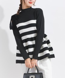 ハイネックペプラムニット