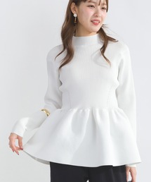 ハイネックペプラムニット