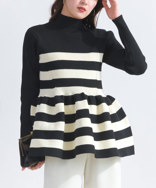 PICCIN PERLA(ピッチンペルラ)の「ハイネックペプラムニット(ニット/セーター・レディース・ホワイト系その他/ブラック/ベージュ/アイボリー/グレー系その他/オフホワイト・M)」の3枚目の写真