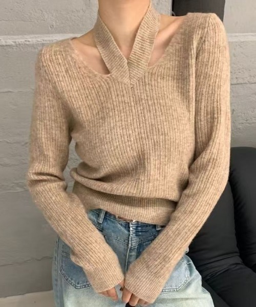 セール】ホルターネックニットトップス（ニット/セーター）｜AsheKsha