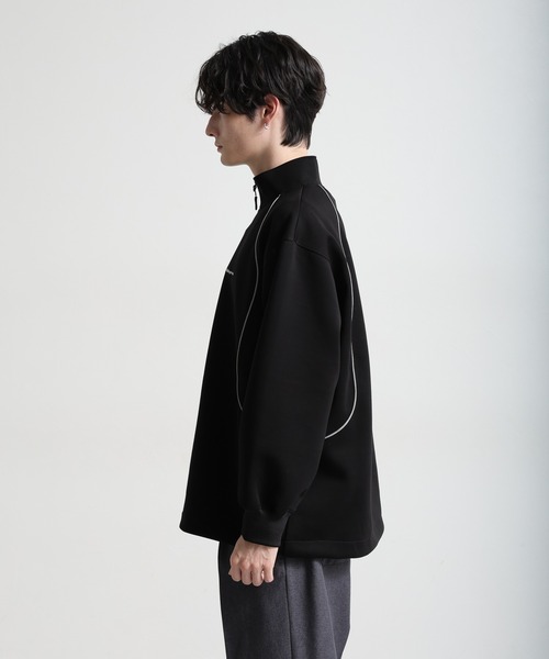 Ridingmania（ライディングマニア）の「【Ridingmania】パイピングライン/ワンポイント刺繍ハーフジップ（スウェット・メンズ・ブラック/ライトグレー・LARGE/MEDIUM）」の14枚目の写真