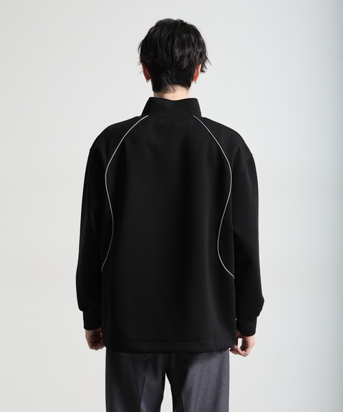 Ridingmania（ライディングマニア）の「【Ridingmania】パイピングライン/ワンポイント刺繍ハーフジップ（スウェット・メンズ・ブラック/ライトグレー・LARGE/MEDIUM）」の15枚目の写真