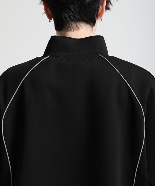 Ridingmania（ライディングマニア）の「【Ridingmania】パイピングライン/ワンポイント刺繍ハーフジップ（スウェット・メンズ・ブラック/ライトグレー・LARGE/MEDIUM）」の16枚目の写真