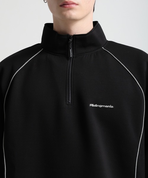 Ridingmania（ライディングマニア）の「【Ridingmania】パイピングライン/ワンポイント刺繍ハーフジップ（スウェット・メンズ・ブラック/ライトグレー・LARGE/MEDIUM）」の17枚目の写真
