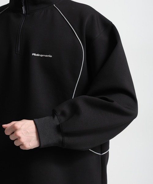 Ridingmania（ライディングマニア）の「【Ridingmania】パイピングライン/ワンポイント刺繍ハーフジップ（スウェット・メンズ・ブラック/ライトグレー・LARGE/MEDIUM）」の18枚目の写真