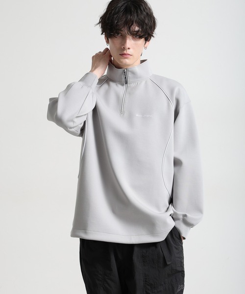 Ridingmania（ライディングマニア）の「【Ridingmania】パイピングライン/ワンポイント刺繍ハーフジップ（スウェット・メンズ・ブラック/ライトグレー・LARGE/MEDIUM）」の10枚目の写真
