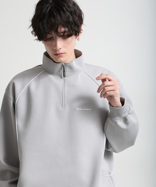 Ridingmania（ライディングマニア）の「【Ridingmania】パイピングライン/ワンポイント刺繍ハーフジップ（スウェット・メンズ・ブラック/ライトグレー・LARGE/MEDIUM）」の11枚目の写真
