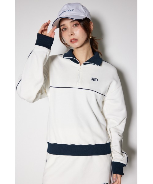 RIENDA GOLF(リエンダゴルフ)の「【RIENDA GOLF】トラックスウェットトップス(スウェット・レディース・ホワイト/スモークピンク/グレー・SMALL/MEDIUM)」の2枚目の写真