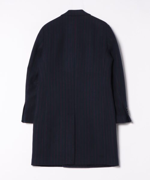 BENETTON (UNITED COLORS OF BENETTON)(ベネトンユナイテッドカラーズオブベネトン)の「ウール混紡ストライプ柄ロングコート(チェスターコート・メンズ・ネイビー・48/46/52/50)」の2枚目の写真