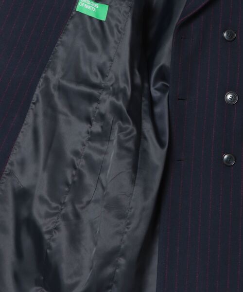BENETTON (UNITED COLORS OF BENETTON)(ベネトンユナイテッドカラーズオブベネトン)の「ウール混紡ストライプ柄ロングコート(チェスターコート・メンズ・ネイビー・48/46/52/50)」の3枚目の写真