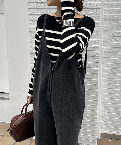 【セール】ボーダーボートネックリブニット（ニット/セーター）｜DouDou（ドゥドゥ）