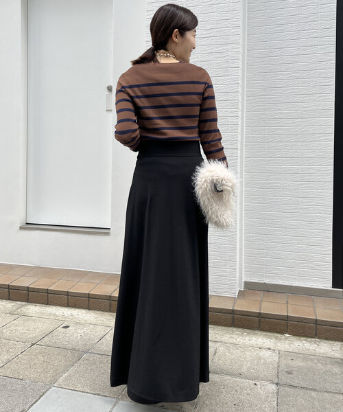 DouDou（ドゥドゥ）の「ボーダーボートネックリブニット（ニット/セーター・レディース・ブラウン/ブラック・FREE）」の10枚目の写真