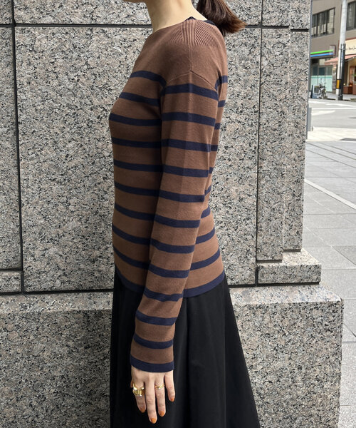 DouDou（ドゥドゥ）の「ボーダーボートネックリブニット（ニット/セーター・レディース・ブラウン/ブラック・FREE）」の16枚目の写真