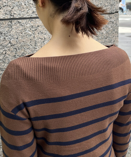 DouDou（ドゥドゥ）の「ボーダーボートネックリブニット（ニット/セーター・レディース・ブラウン/ブラック・FREE）」の18枚目の写真