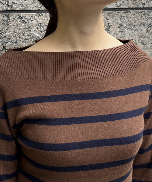 DouDou（ドゥドゥ）の「ボーダーボートネックリブニット（ニット/セーター・レディース・ブラウン/ブラック・FREE）」の19枚目の写真