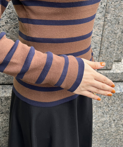 DouDou（ドゥドゥ）の「ボーダーボートネックリブニット（ニット/セーター・レディース・ブラウン/ブラック・FREE）」の21枚目の写真