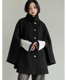 [2024-25 WINTER COLLECTION]マルチウェイフェイクウールポンチョ風金ボタンミドルコート