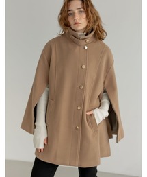 [2024-25 WINTER COLLECTION]マルチウェイフェイクウールポンチョ風金ボタンミドルコート