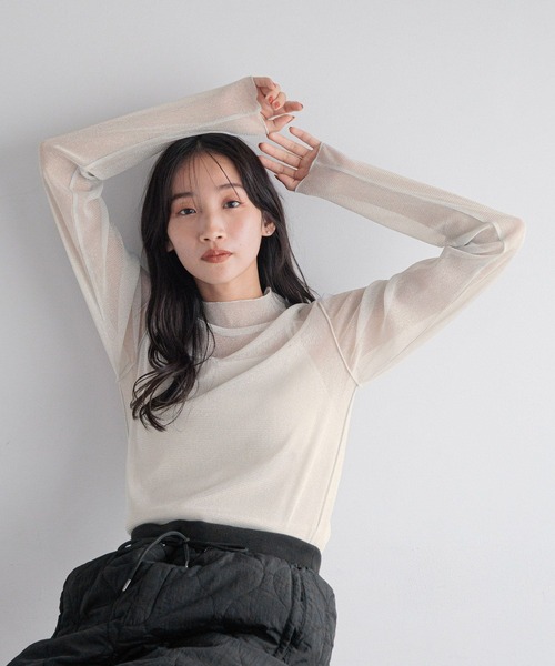 YANG766セット LOWRYS FARM（ローリーズファーム）の「シアーハイネックLS