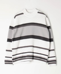 HIDEAWAYS NICOLE | 編地切替ボーダークルーネックプルオーバー(ニット/セーター)