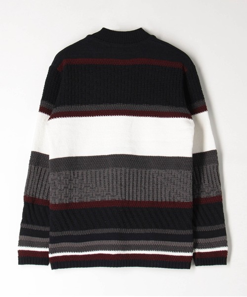 HIDEAWAYS NICOLE(ハイダウェイニコル)の「編地切替ボーダークルーネックプルオーバー(ニット/セーター・メンズ・ブラック/オフホワイト/ネイビー・MEDIUM/LARGE/X-LARGE)」の9枚目の写真