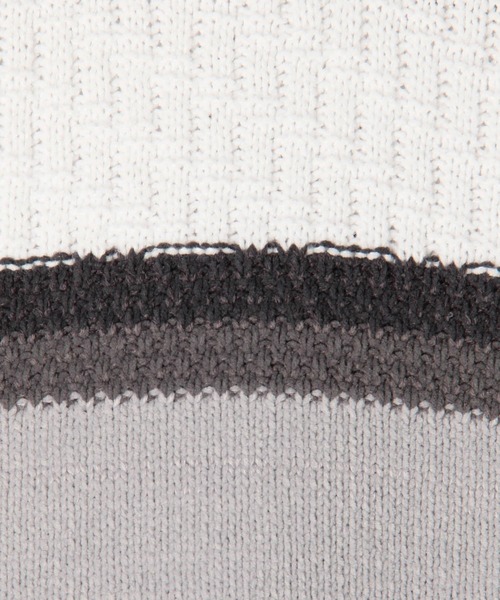 HIDEAWAYS NICOLE(ハイダウェイニコル)の「編地切替ボーダークルーネックプルオーバー(ニット/セーター・メンズ・ブラック/オフホワイト/ネイビー・MEDIUM/LARGE/X-LARGE)」の5枚目の写真