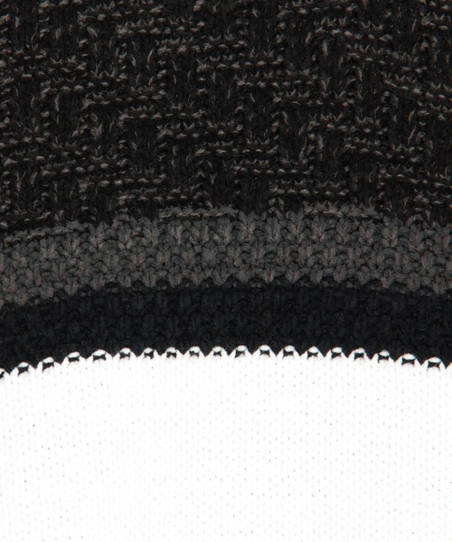 HIDEAWAYS NICOLE(ハイダウェイニコル)の「編地切替ボーダークルーネックプルオーバー(ニット/セーター・メンズ・ブラック/オフホワイト/ネイビー・MEDIUM/LARGE/X-LARGE)」の8枚目の写真