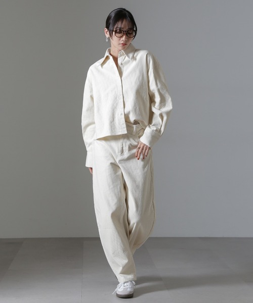 NANO universe（ナノユニバース）の「コーデュロイワイドカーブパンツ（セットアップ可）（その他パンツ・レディース・アイボリー/カーキ/チャコール・FREE）」の8枚目の写真