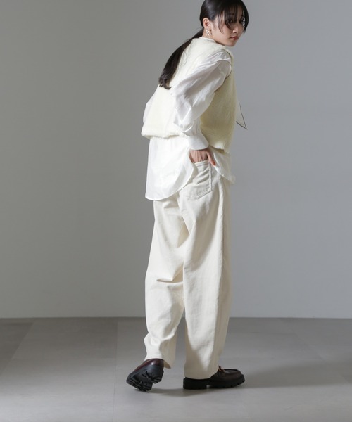 NANO universe（ナノユニバース）の「コーデュロイワイドカーブパンツ（セットアップ可）（その他パンツ・レディース・アイボリー/カーキ/チャコール・FREE）」の10枚目の写真