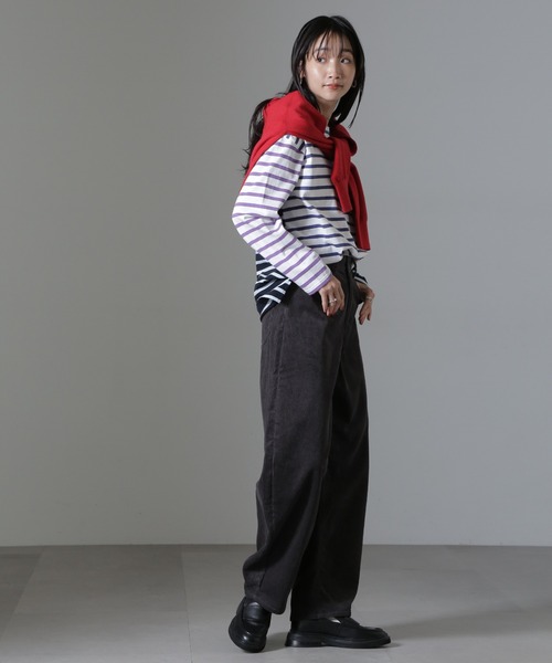 NANO universe（ナノユニバース）の「コーデュロイワイドカーブパンツ（セットアップ可）（その他パンツ・レディース・アイボリー/カーキ/チャコール・FREE）」の15枚目の写真