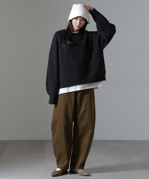 NANO universe（ナノユニバース）の「コーデュロイワイドカーブパンツ（セットアップ可）（その他パンツ・レディース・アイボリー/カーキ/チャコール・FREE）」の19枚目の写真