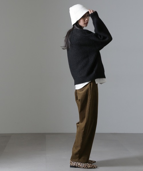 NANO universe（ナノユニバース）の「コーデュロイワイドカーブパンツ（セットアップ可）（その他パンツ・レディース・アイボリー/カーキ/チャコール・FREE）」の20枚目の写真