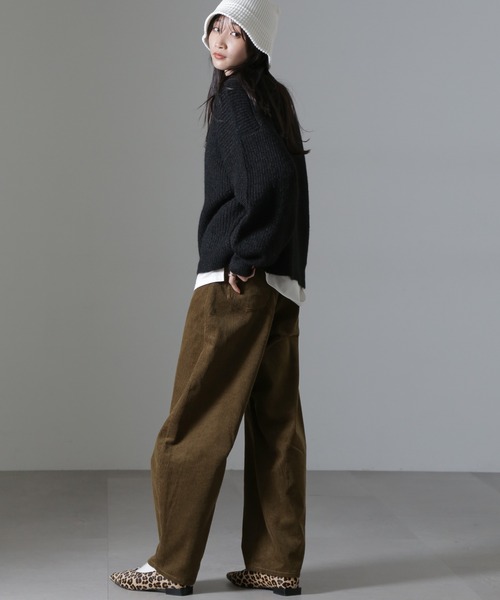 NANO universe（ナノユニバース）の「コーデュロイワイドカーブパンツ（セットアップ可）（その他パンツ・レディース・アイボリー/カーキ/チャコール・FREE）」の22枚目の写真