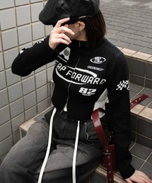 WEGO/WZIPレーシングニットトップス