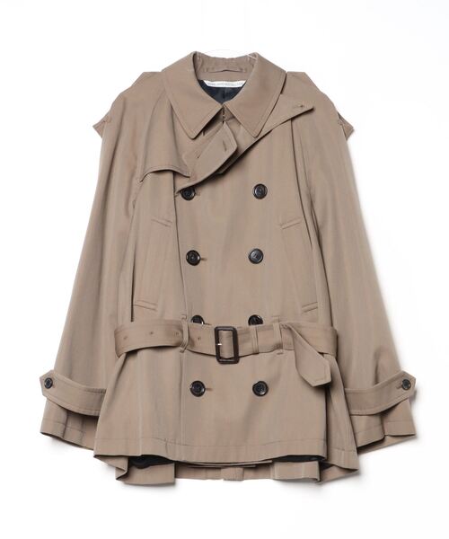 JOHN LAWRENCE SULLIVAN(ジョンローレンスサリバン)の「JOHN LAWRENCE SULLIVAN WOOL COTTON TWILL SHORT TRENCH COAT (1C010-0225-01)(トレンチコート・メンズ・ブラック/ベージュ・MEDIUM)」の2枚目の写真