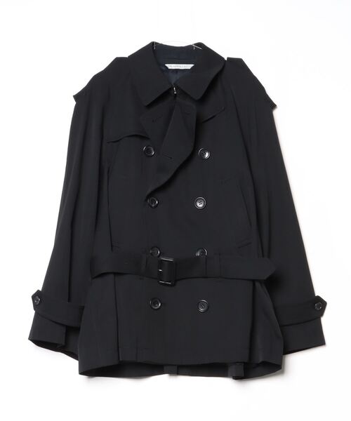 JOHN LAWRENCE SULLIVAN(ジョンローレンスサリバン)の「JOHN LAWRENCE SULLIVAN WOOL COTTON TWILL SHORT TRENCH COAT (1C010-0225-01)(トレンチコート・メンズ・ブラック/ベージュ・MEDIUM)」の8枚目の写真