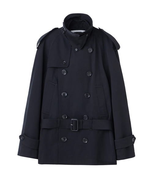 JOHN LAWRENCE SULLIVAN(ジョンローレンスサリバン)の「JOHN LAWRENCE SULLIVAN WOOL COTTON TWILL SHORT TRENCH COAT (1C010-0225-01)(トレンチコート・メンズ・ブラック/ベージュ・MEDIUM)」の7枚目の写真