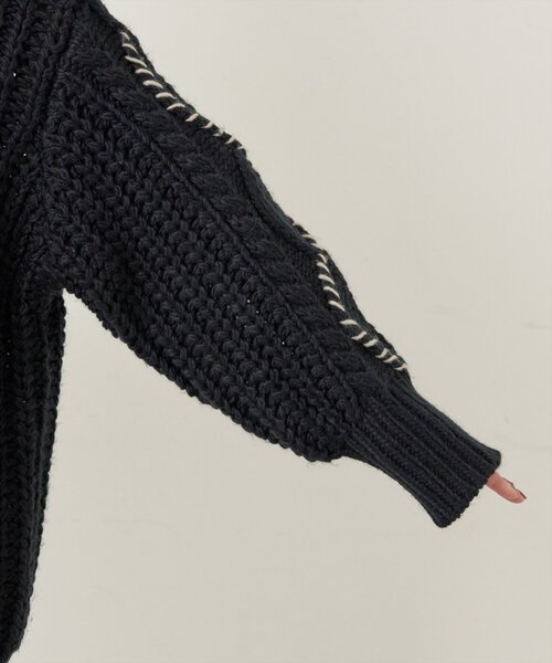 セール】配色ラインゆるケーブルニット（ニット/セーター）｜natural